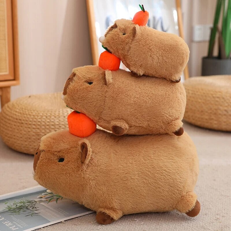 Fluffy Sleepy Capybara with Orange Plushie | ventumra