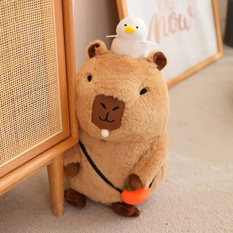 Fluffy Sleepy Capybara with Orange Plushie | ventumra