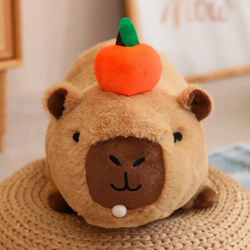 Fluffy Sleepy Capybara with Orange Plushie | ventumra