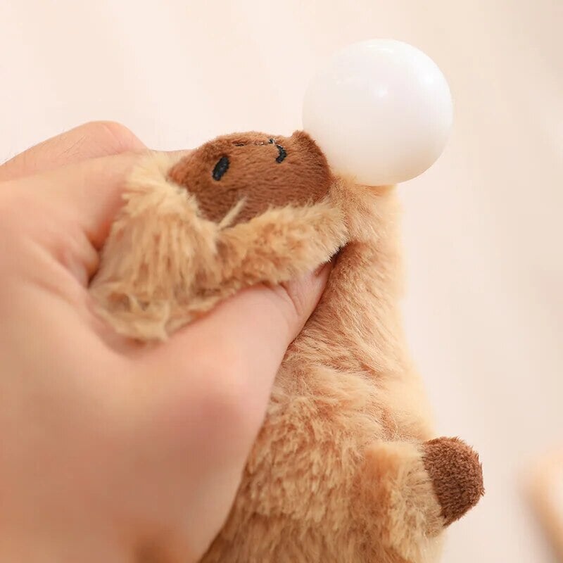 Fluffy Sleepy Capybara with Orange Plushie | ventumra