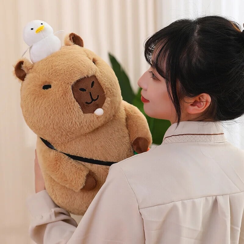 Fluffy Sleepy Capybara with Orange Plushie | ventumra