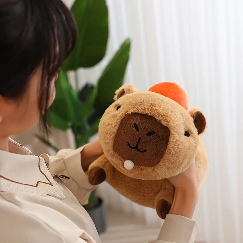 Fluffy Sleepy Capybara with Orange Plushie | ventumra