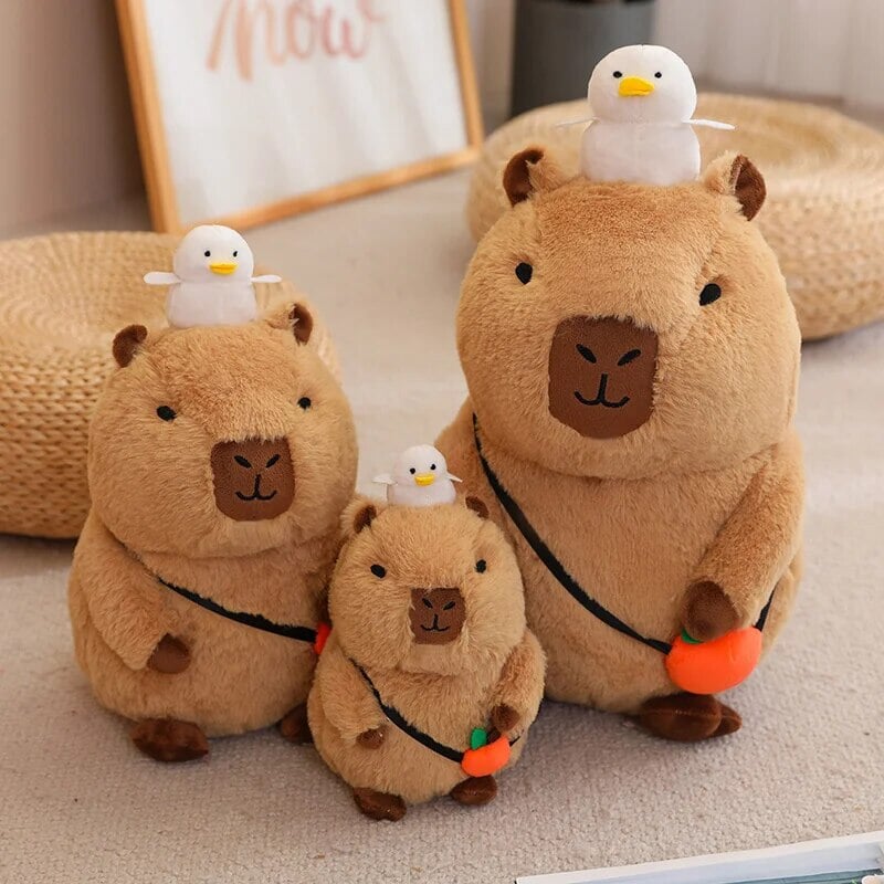 Fluffy Sleepy Capybara with Orange Plushie | ventumra