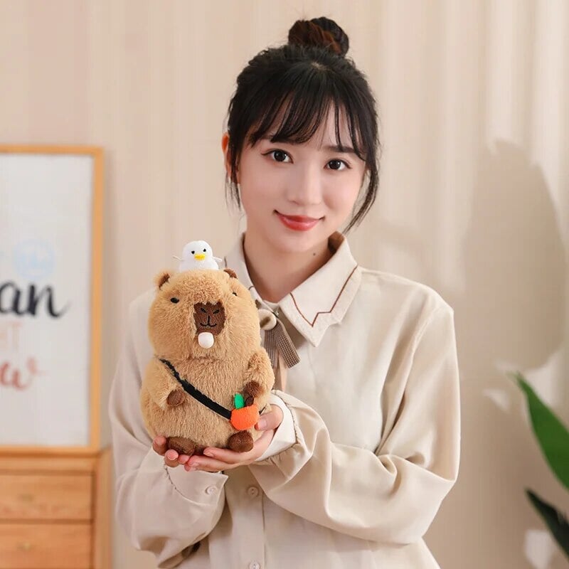 Fluffy Sleepy Capybara with Orange Plushie | ventumra