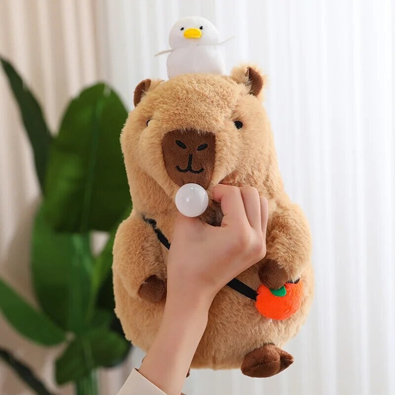 Fluffy Sleepy Capybara with Orange Plushie | ventumra