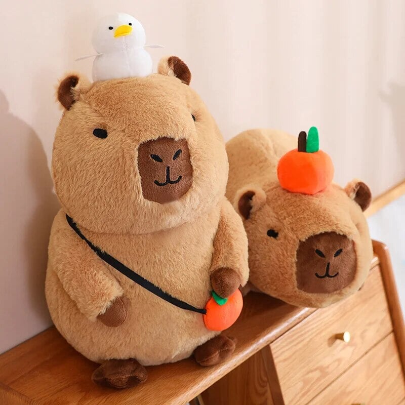 Fluffy Sleepy Capybara with Orange Plushie | ventumra