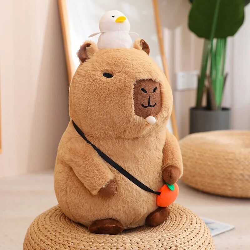 kawaiies-softtoys-plushies-kawaii-plush-Fluffy Sleepy Capybara with Orange Plushie Soft toy 