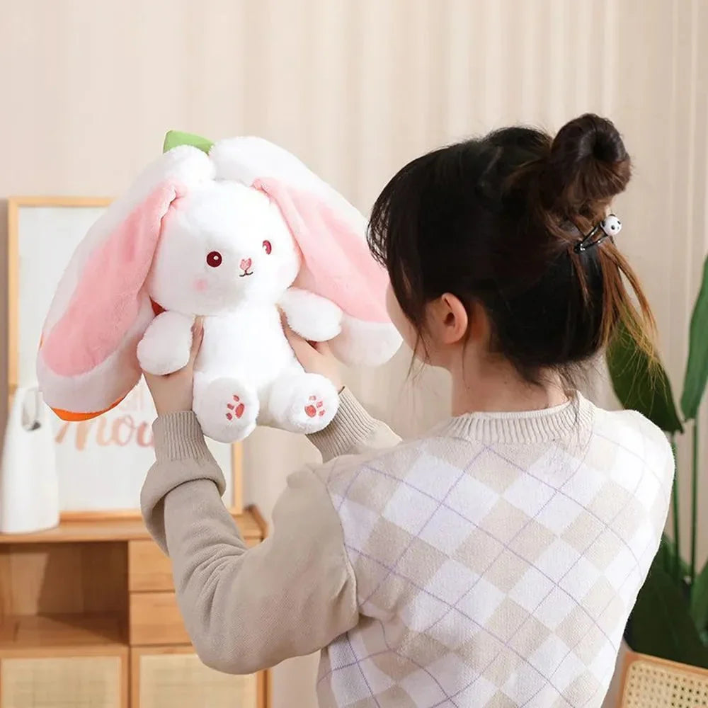 Fluffy Strawberry Carrot Bunny Zip Up Plushie | ventumra