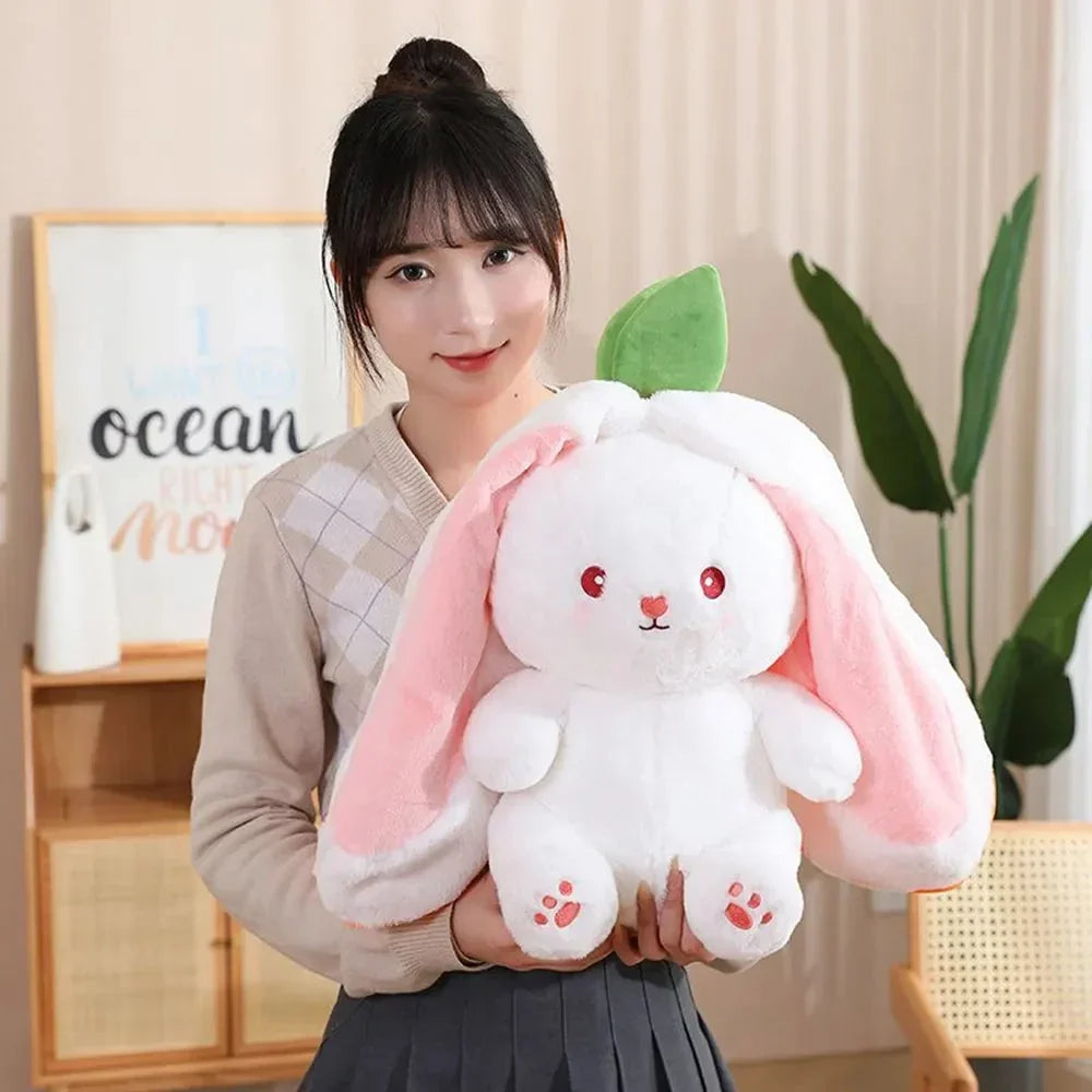 Fluffy Strawberry Carrot Bunny Zip Up Plushie | ventumra