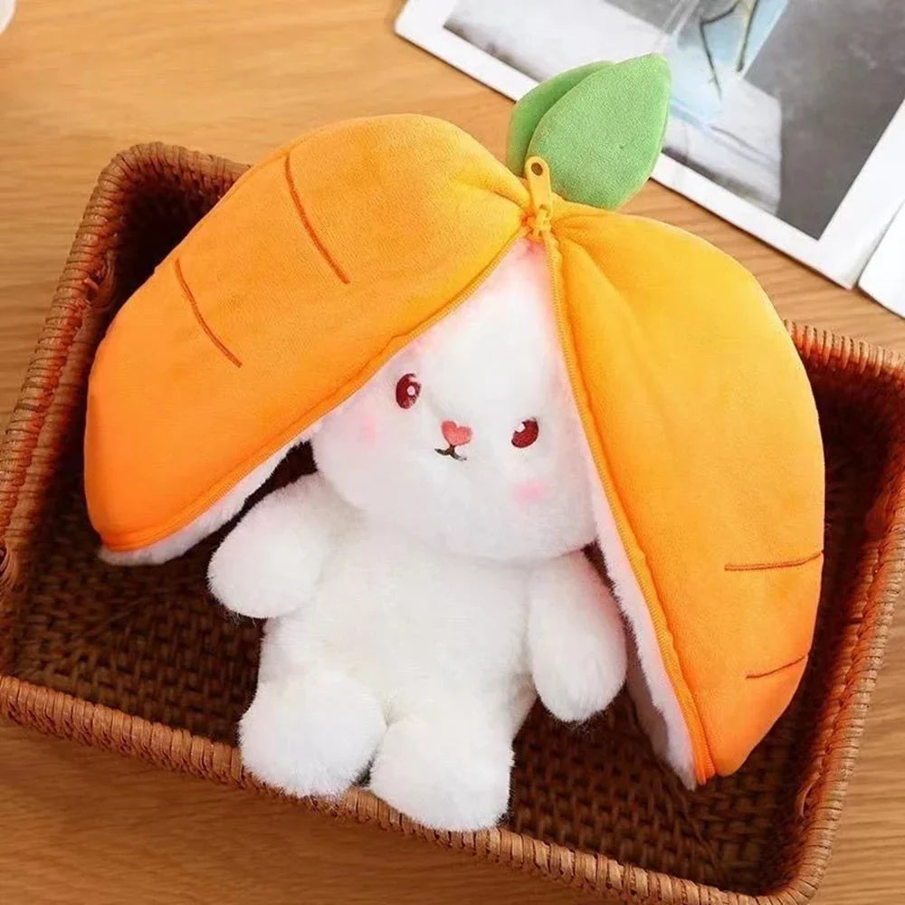 Fluffy Strawberry Carrot Bunny Zip Up Plushie | ventumra