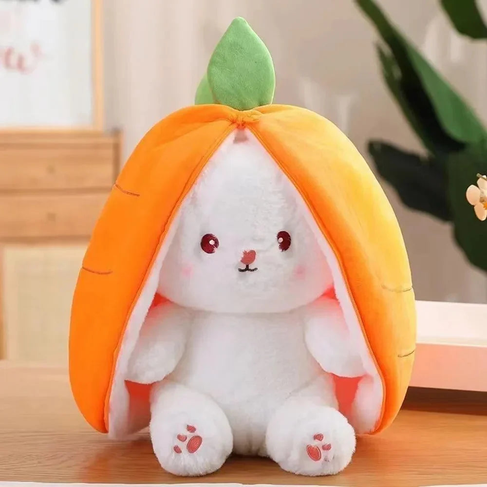 Fluffy Strawberry Carrot Bunny Zip Up Plushie | ventumra