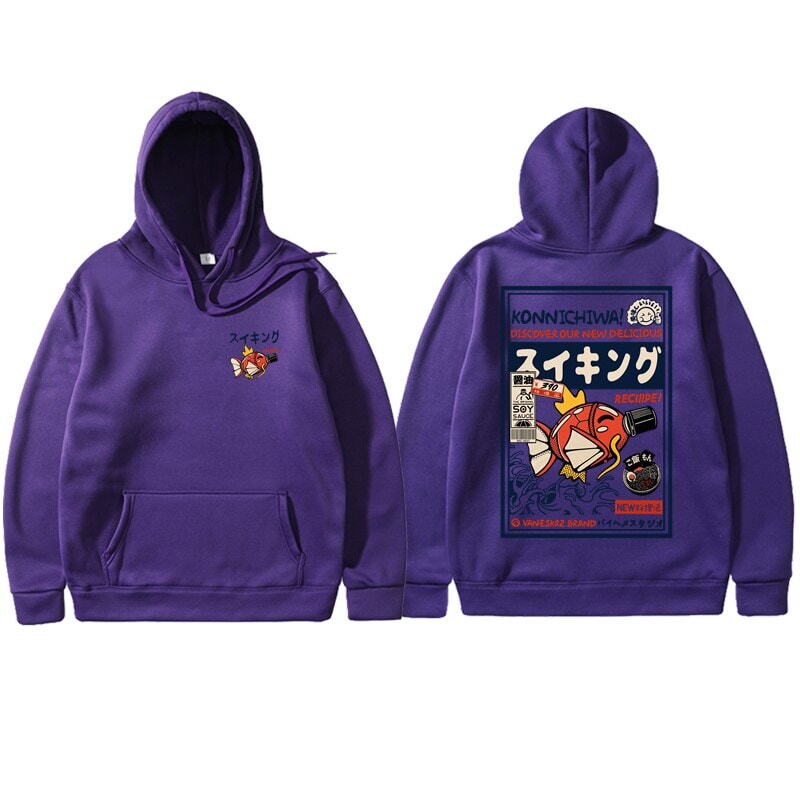 kawaiies-softtoys-plushies-kawaii-plush-Harajuku Japanese Fish Konnichiwa Poster Unisex Hoodie | NEW Apparel 