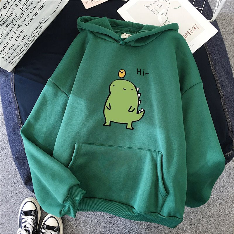 Harajuku Kawaii-sød Dipsy-dinosaur-hættetrøje | ventumra