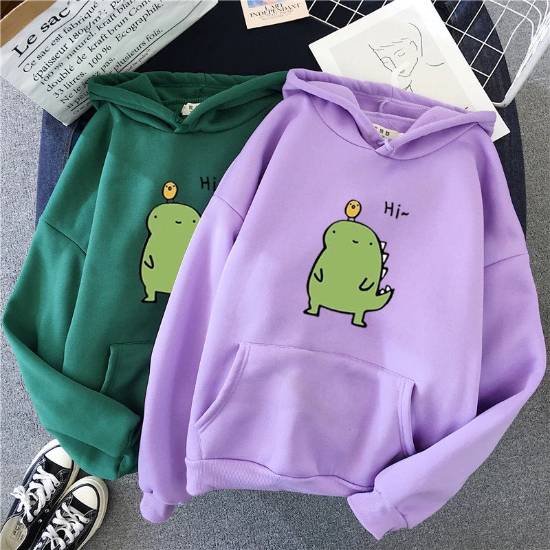 Harajuku Kawaii-sød Dipsy-dinosaur-hættetrøje | ventumra
