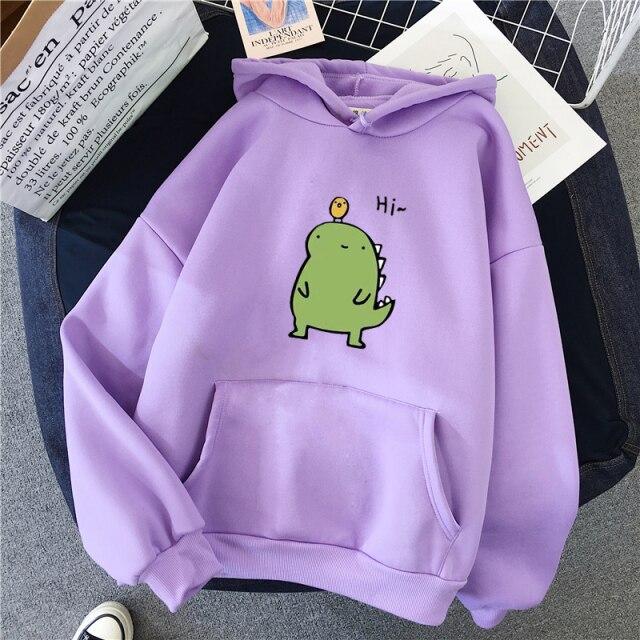Harajuku Kawaii-sød Dipsy-dinosaur-hættetrøje | ventumra