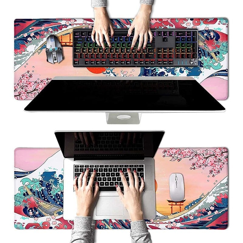 Japanese Kanagawa Great Wave Sunset Mouse Pad | ventumra