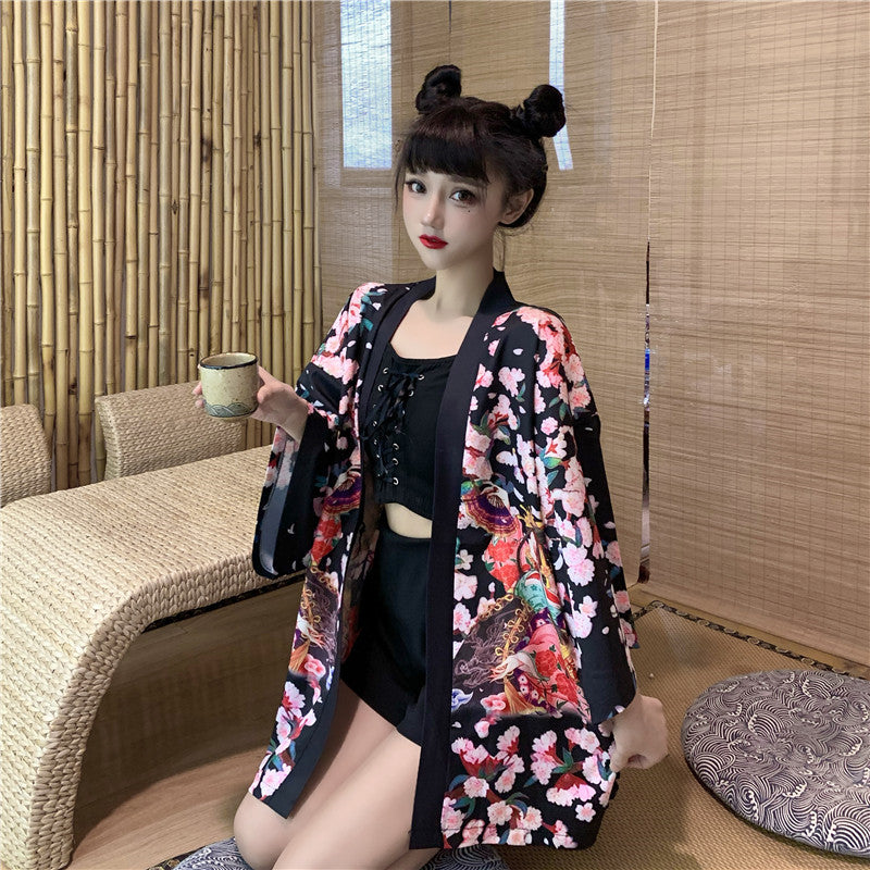 Japanese Lady Sakura Women Kimono Robe Cardigan | ventumra
