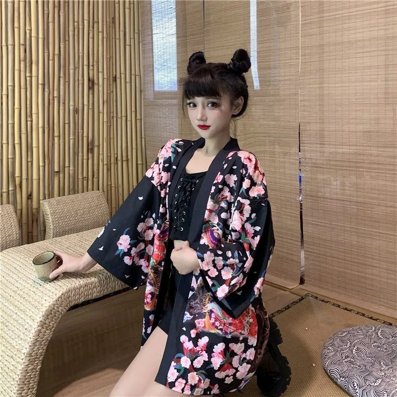 Japanese Lady Sakura Women Kimono Robe Cardigan | ventumra