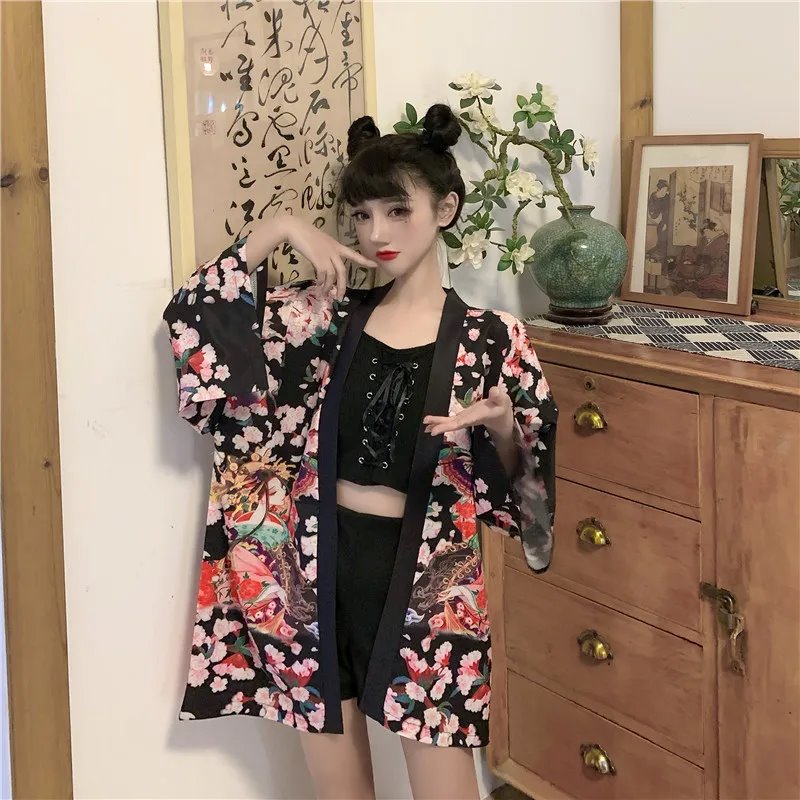 Japanese Lady Sakura Women Kimono Robe Cardigan | ventumra