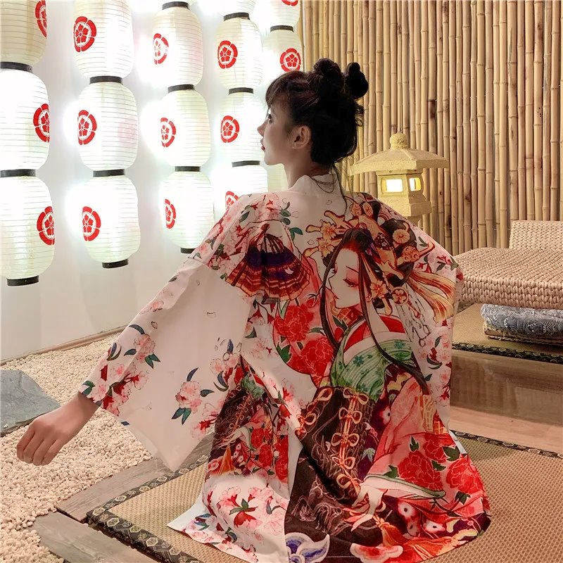 Japanese Lady Sakura Women Kimono Robe Cardigan | ventumra