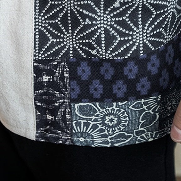 Chaqueta kimono haori yukata negra y blanca para hombre, con estampado azul marino de inspiración japonesa | ventumra