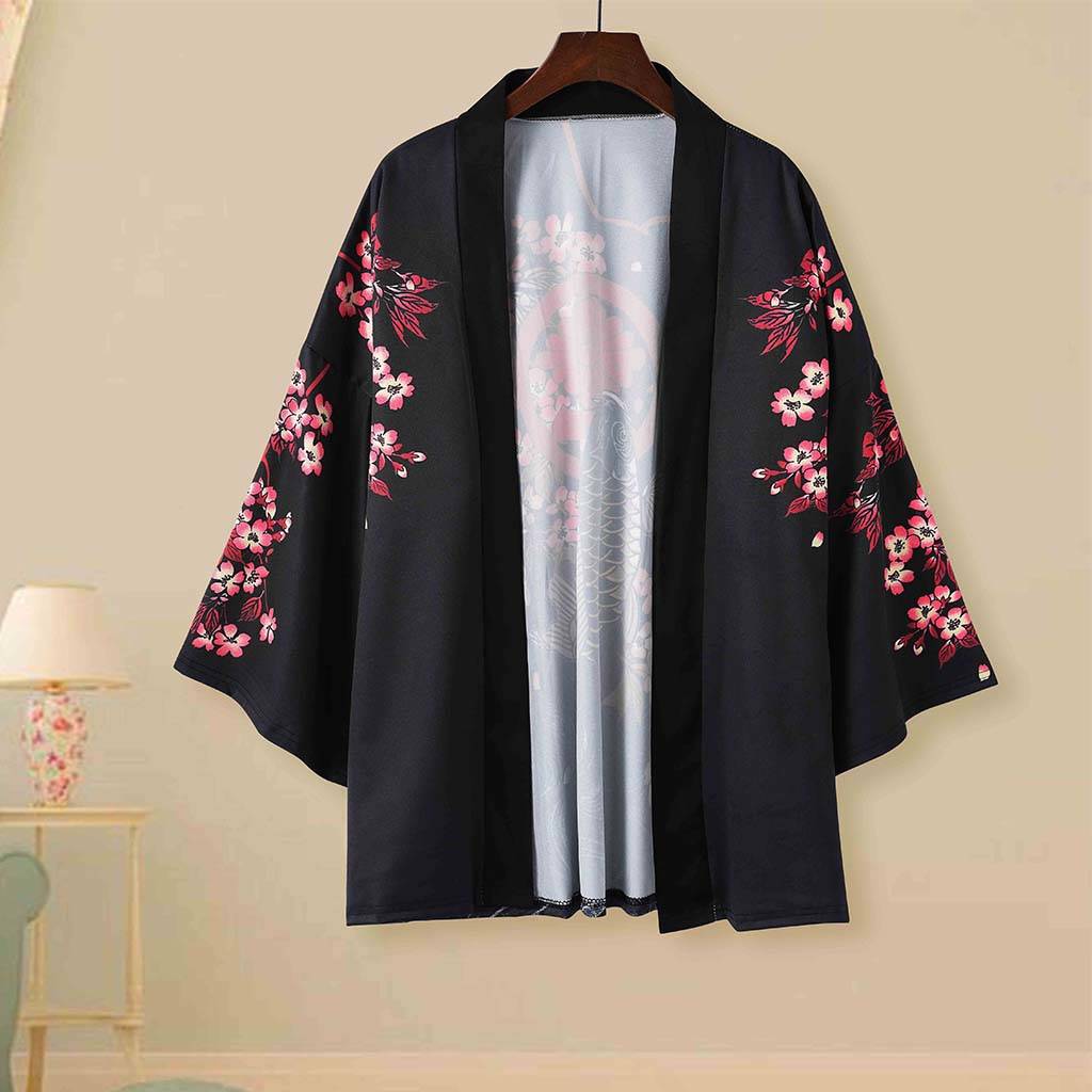Japonské kimono s bílým drakem a zlatými kapry koi | ventumra