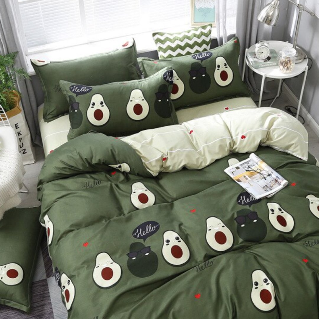 Set di biancheria da letto con avocado Kawaii | ventumra