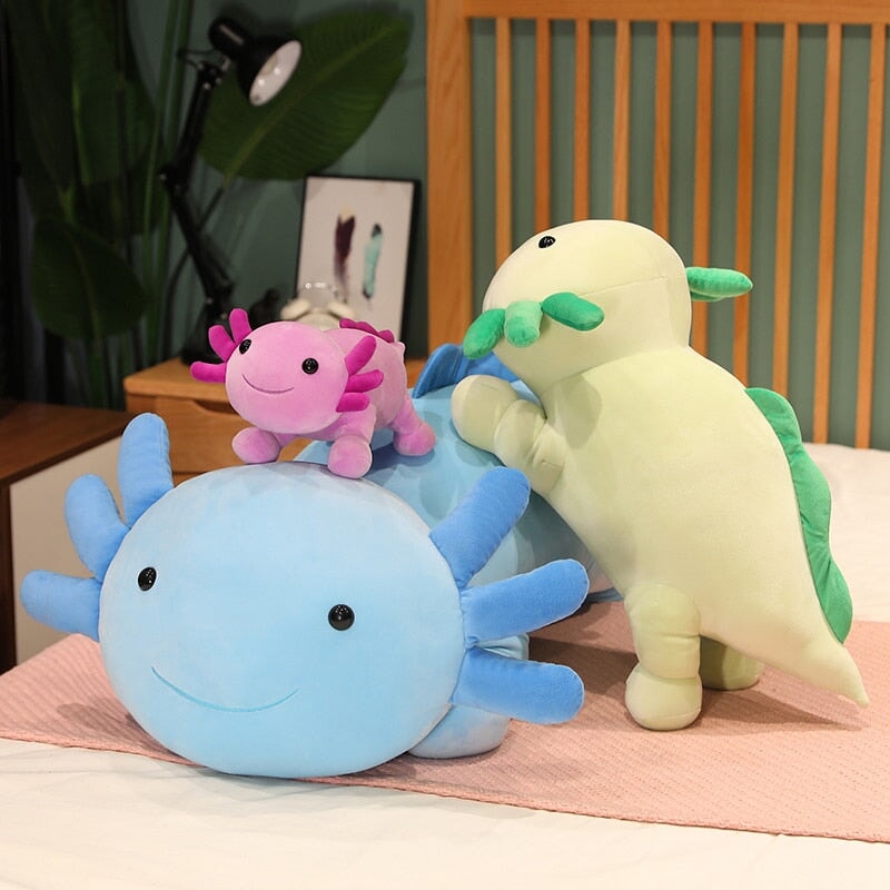Família de peluches de salamandras axolote kawaii | ventumra