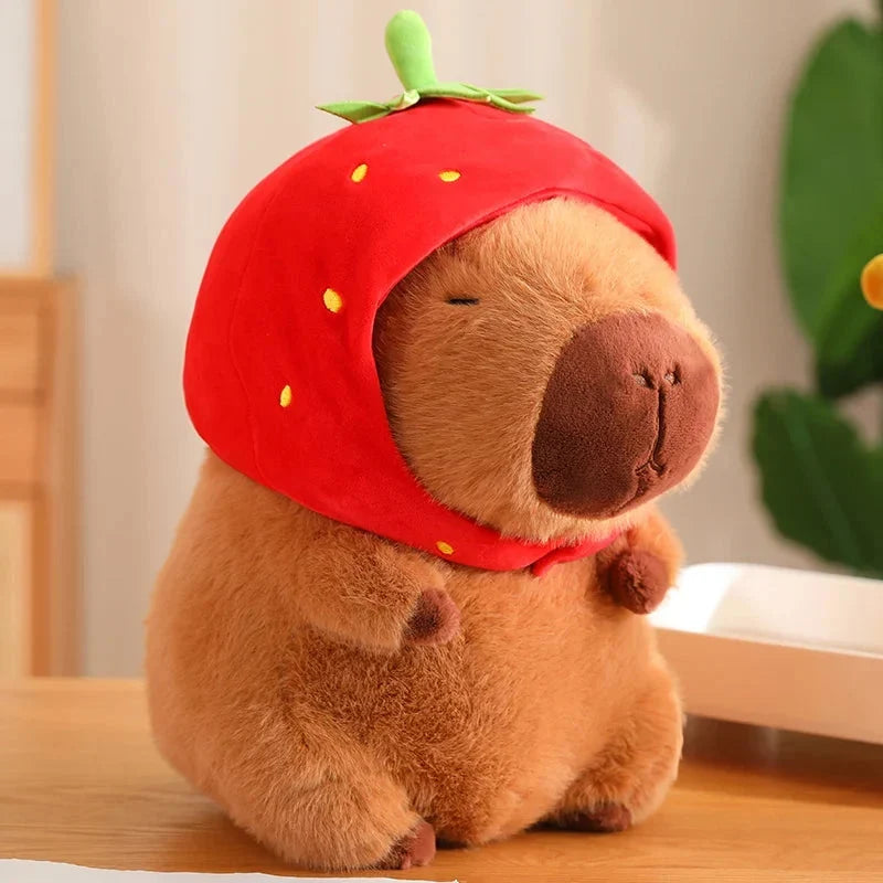 kawaiies-softtoys-plushies-kawaii-plush-Kawaii Capybara with Strawberry Hat Plushie Soft toy 