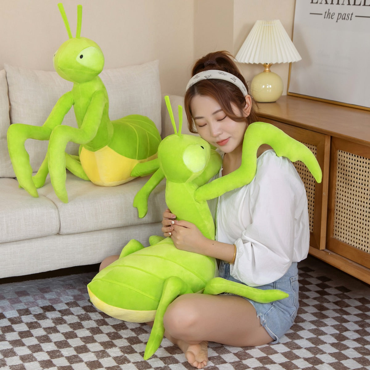 Niedliche Kawaii-Plüschfigur einer grünen Gottesanbeterin | ventumra