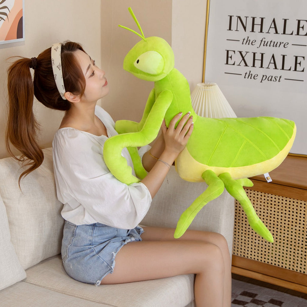Niedliche Kawaii-Plüschfigur einer grünen Gottesanbeterin | ventumra