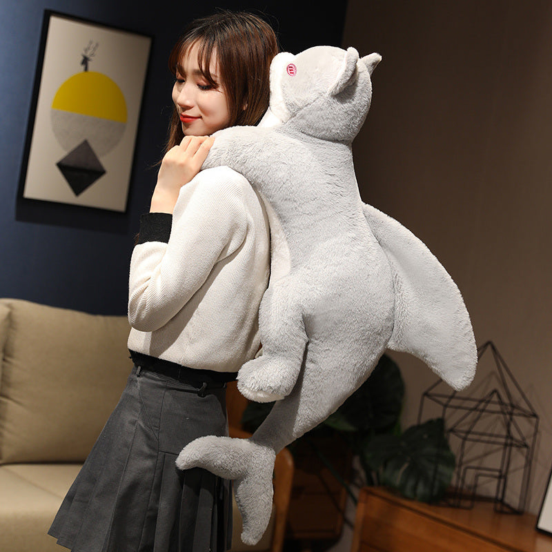 Peluche Kawaii Grigio Metà Gatto Metà Squalo | ventumra