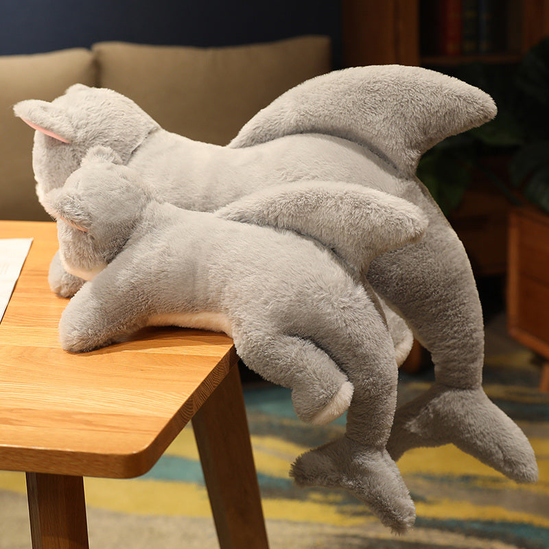 Peluche Kawaii Grigio Metà Gatto Metà Squalo | ventumra