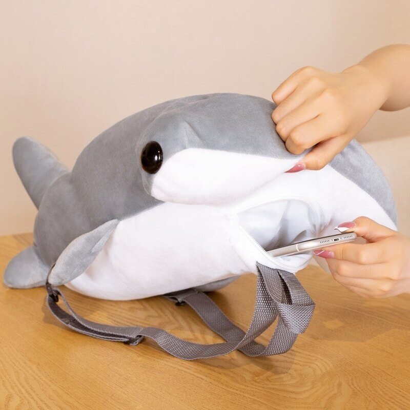 Mochila de peluche con tiburón martillo kawaii | ventumra