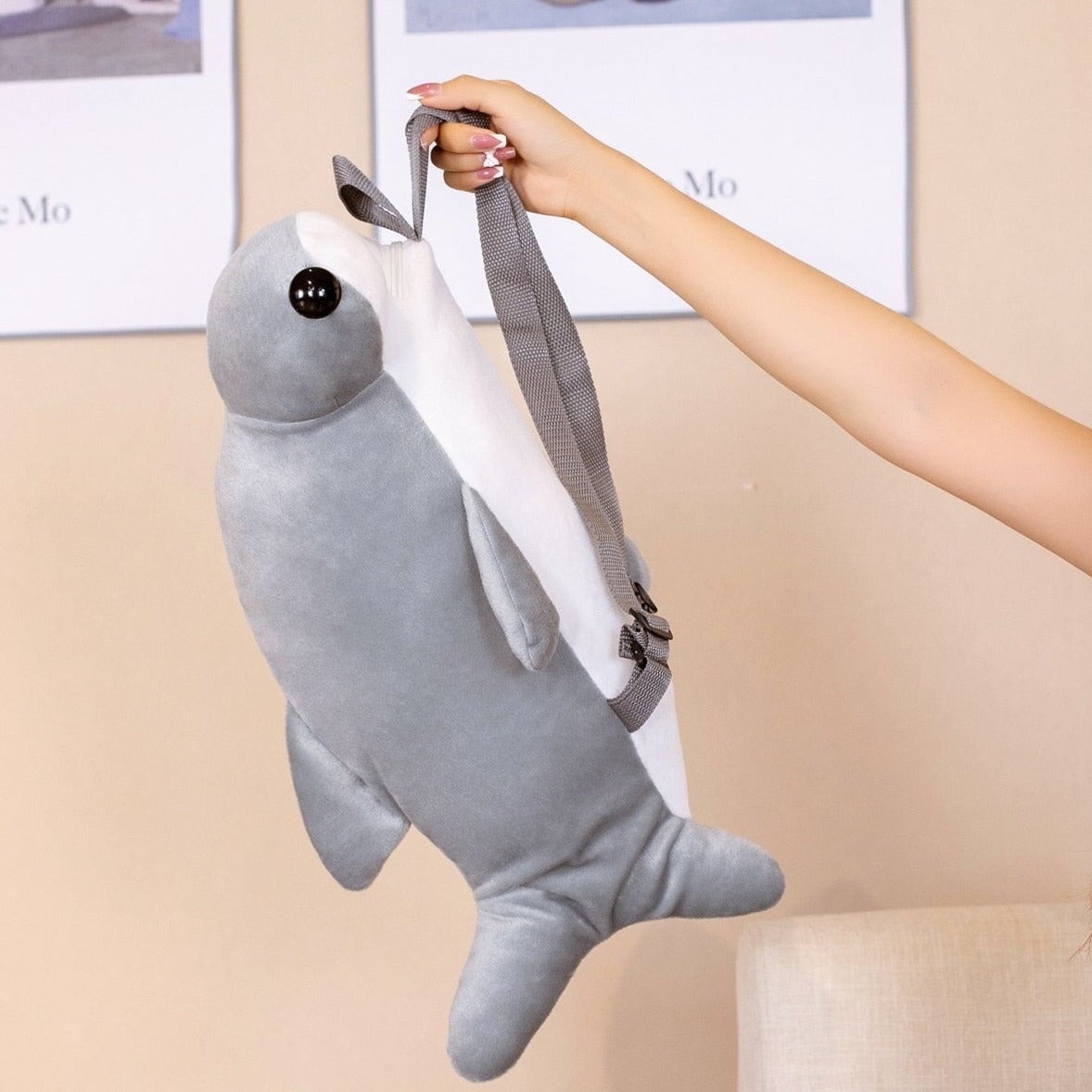 Mochila de peluche con tiburón martillo kawaii | ventumra