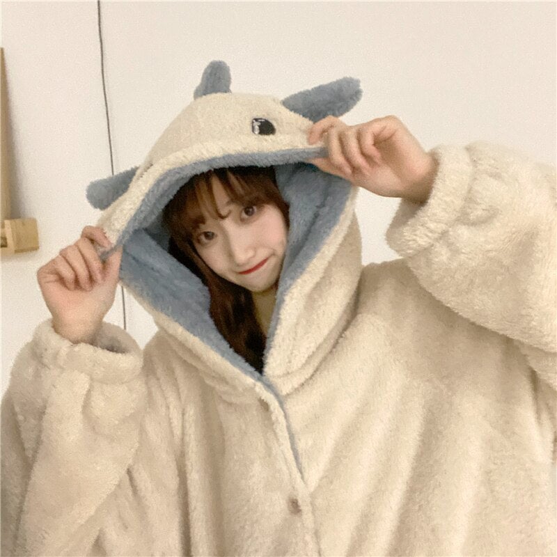Kawaii Pastel Dragon Plush Hoodie Blanket | ventumra