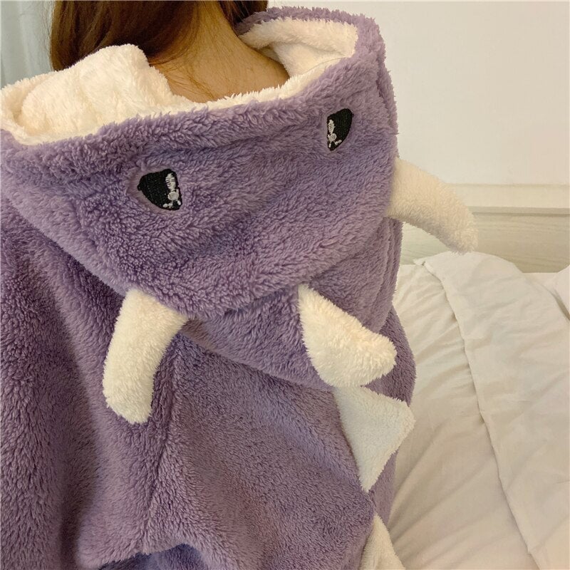 Kawaii Pastel Dragon Plush Hoodie Blanket | ventumra