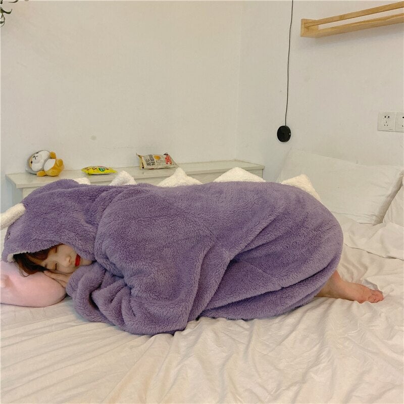 Kawaii Pastel Dragon Plush Hoodie Blanket | ventumra
