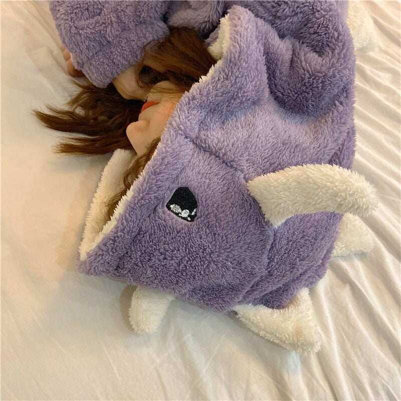 Kawaii Pastel Dragon Plush Hoodie Blanket | ventumra