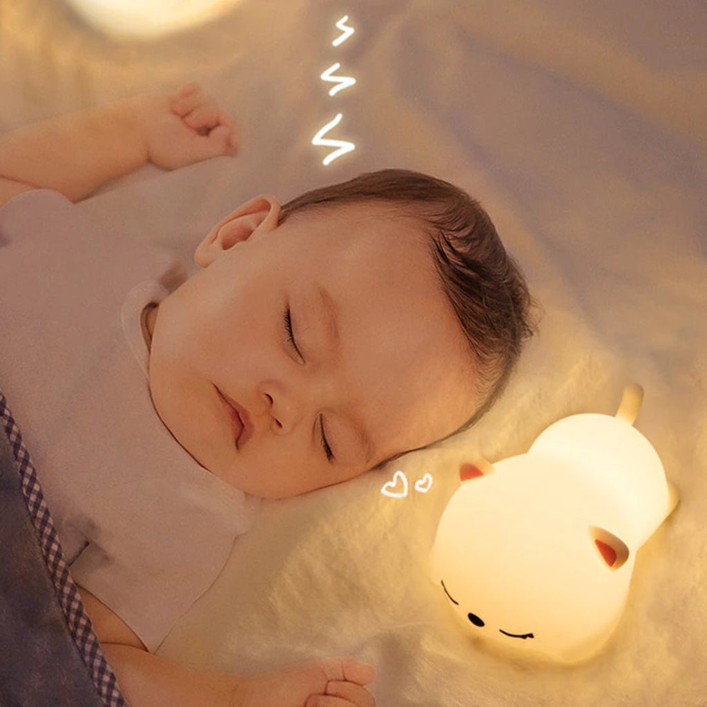 Luce notturna LED con gatto e coniglio sdraiati | ventumra