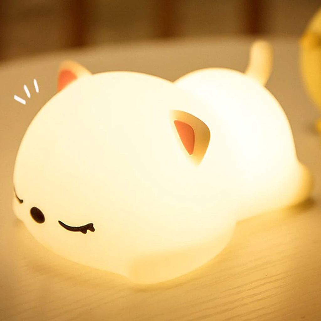 Luce notturna LED con gatto e coniglio sdraiati | ventumra