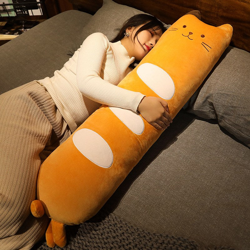 Peluche de pan con forma de baguette larga y gato adorable | ventumra