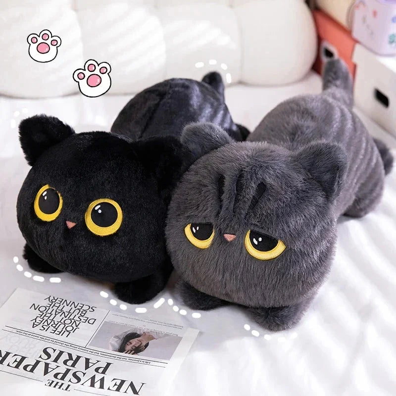 Peluches de gato gigantes, largos, negros, grises y esponjosos | ventumra
