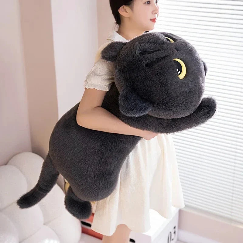 Peluches de gato gigantes, largos, negros, grises y esponjosos | ventumra
