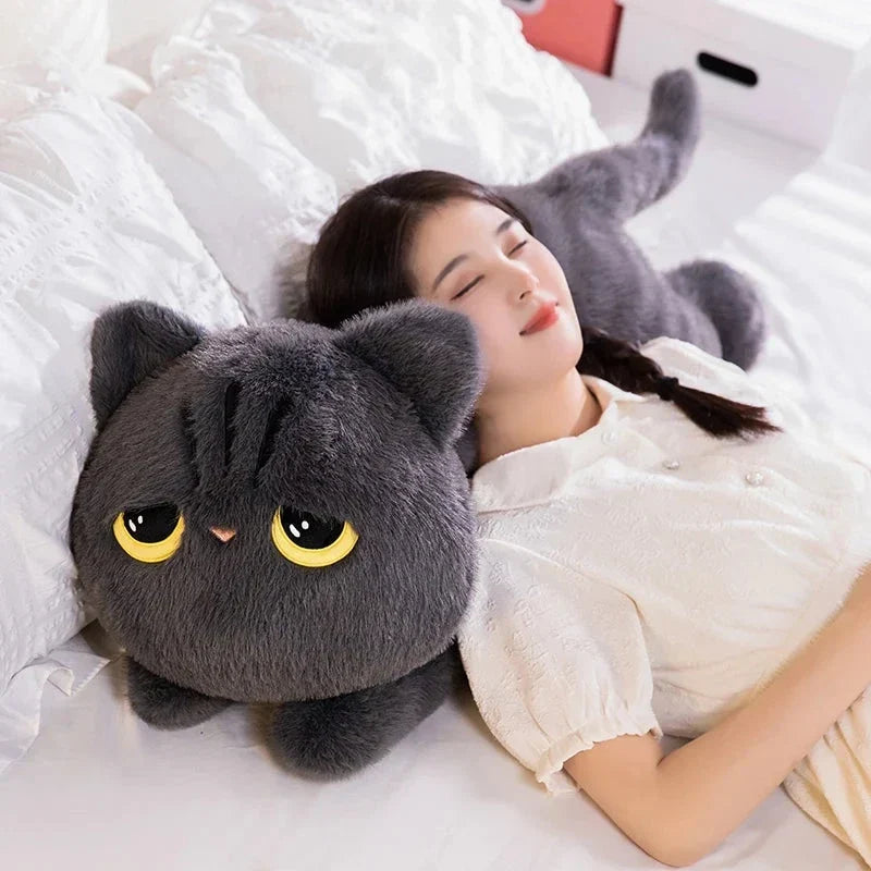 Peluches de gato gigantes, largos, negros, grises y esponjosos | ventumra