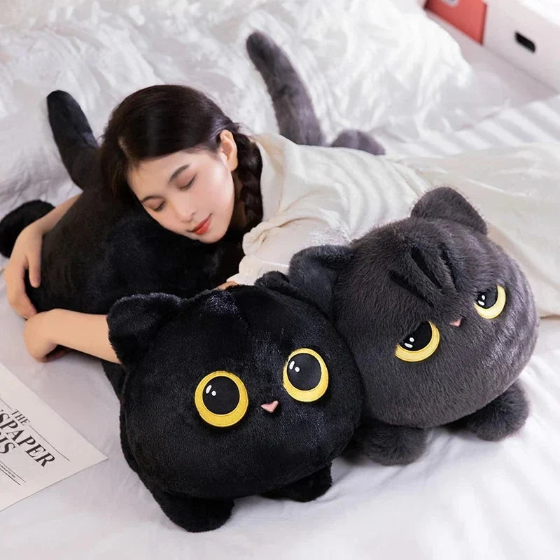 Peluches de gato gigantes, largos, negros, grises y esponjosos | ventumra