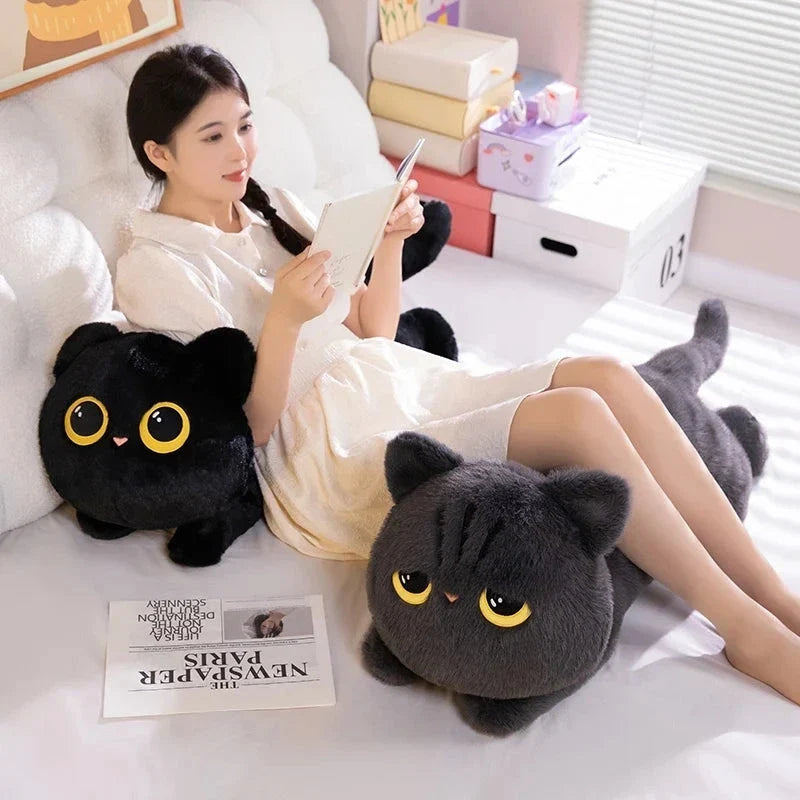 Peluches de gato gigantes, largos, negros, grises y esponjosos | ventumra