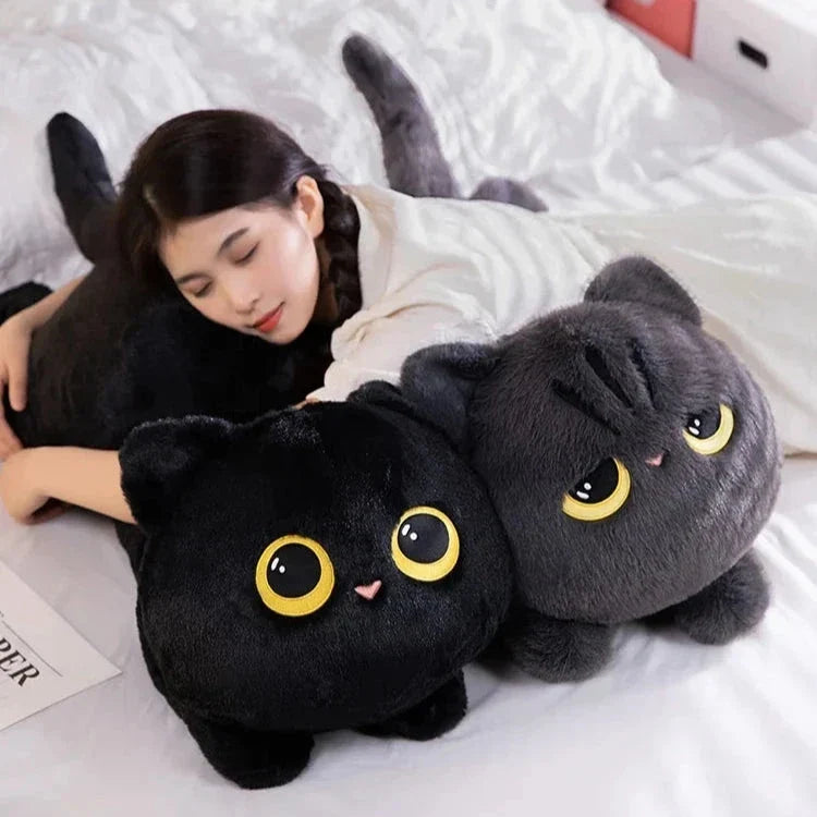 Peluches de gato gigantes, largos, negros, grises y esponjosos | ventumra