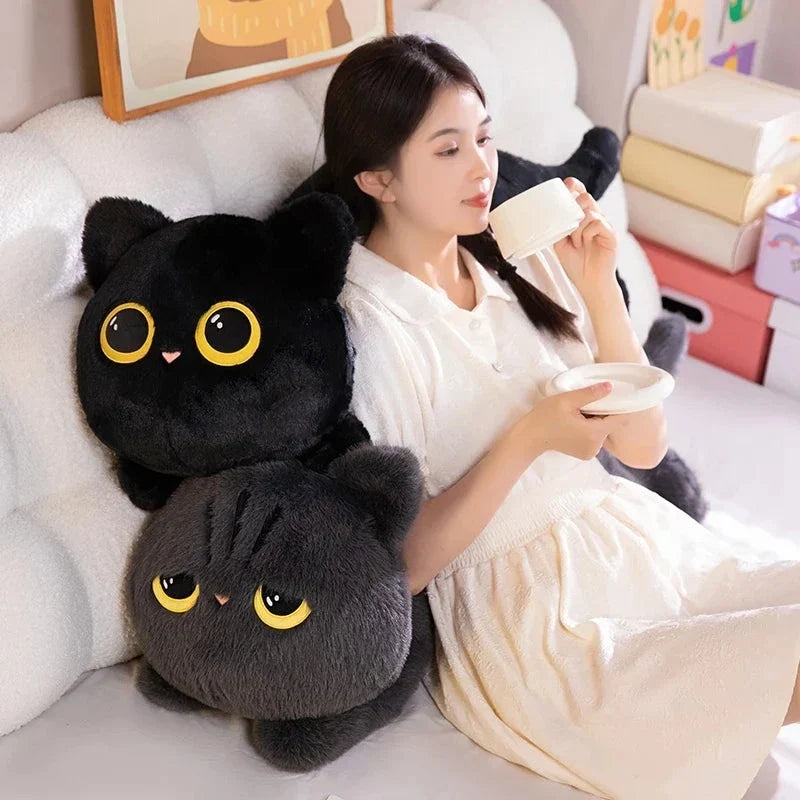 Peluches de gato gigantes, largos, negros, grises y esponjosos | ventumra