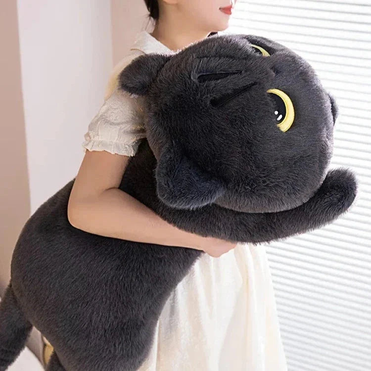 Peluches de gato gigantes, largos, negros, grises y esponjosos | ventumra
